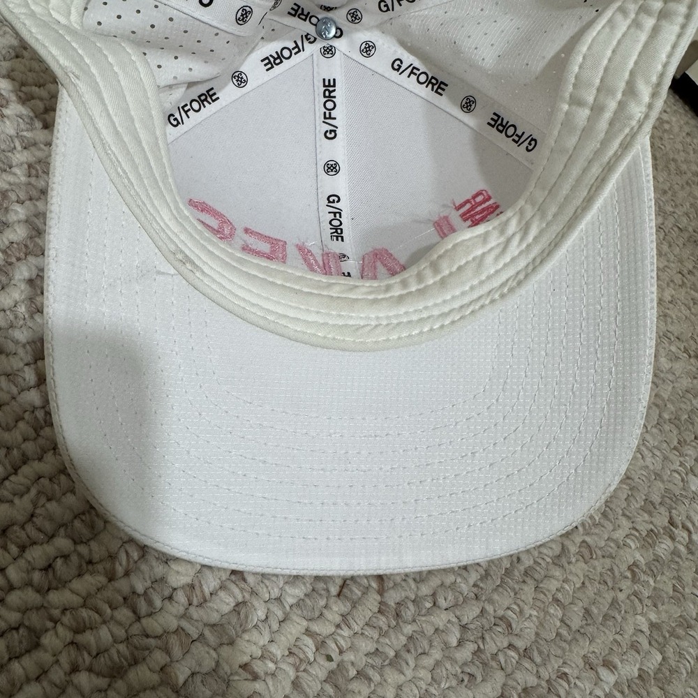 G/FORE Bear Lakes Country Club White Pink Snapback Hat Cap Flexfit Tech Golf - Picture 10 of 10